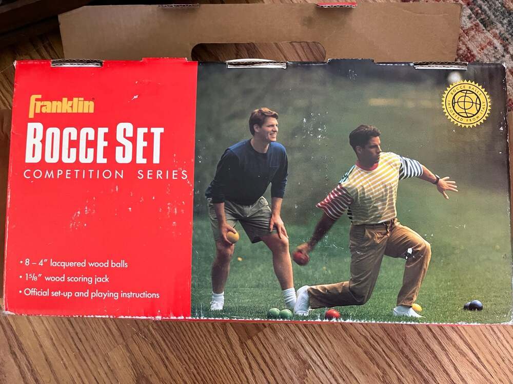 Vintage Franklin Competition Series Bocce Ball Set with 8 Lacquered Wood Balls